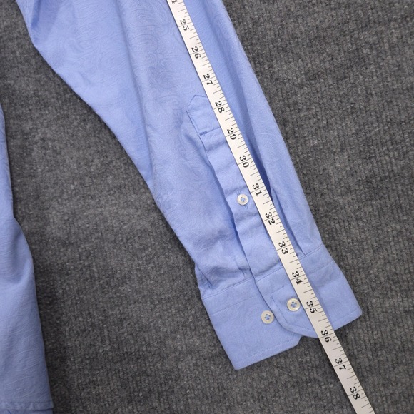 Robert Graham Shirt Mens XL 17.5-36 Blue Paisley Jacquard Flip Cuff Button Up - Picture 9 of 12